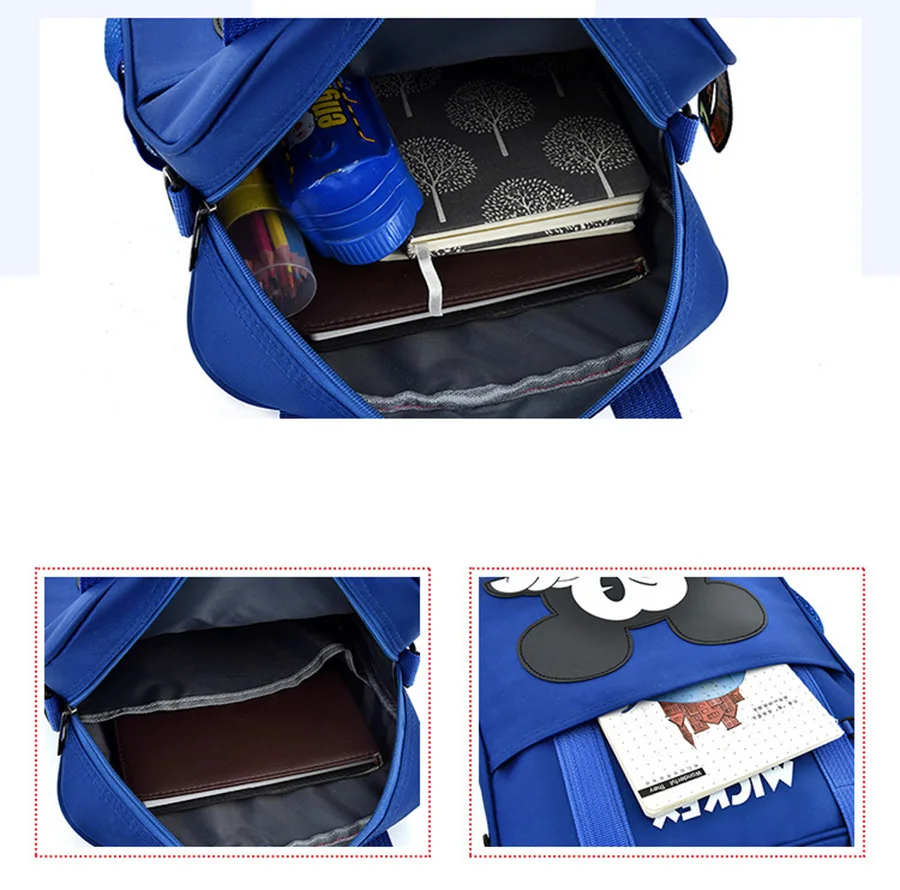 Mochila de pano oxford dos desenhos animados da disney, bolsa, mochila de armazenamento portátil de viagem, bolsa escolar de grande capacidade com bolsa removível