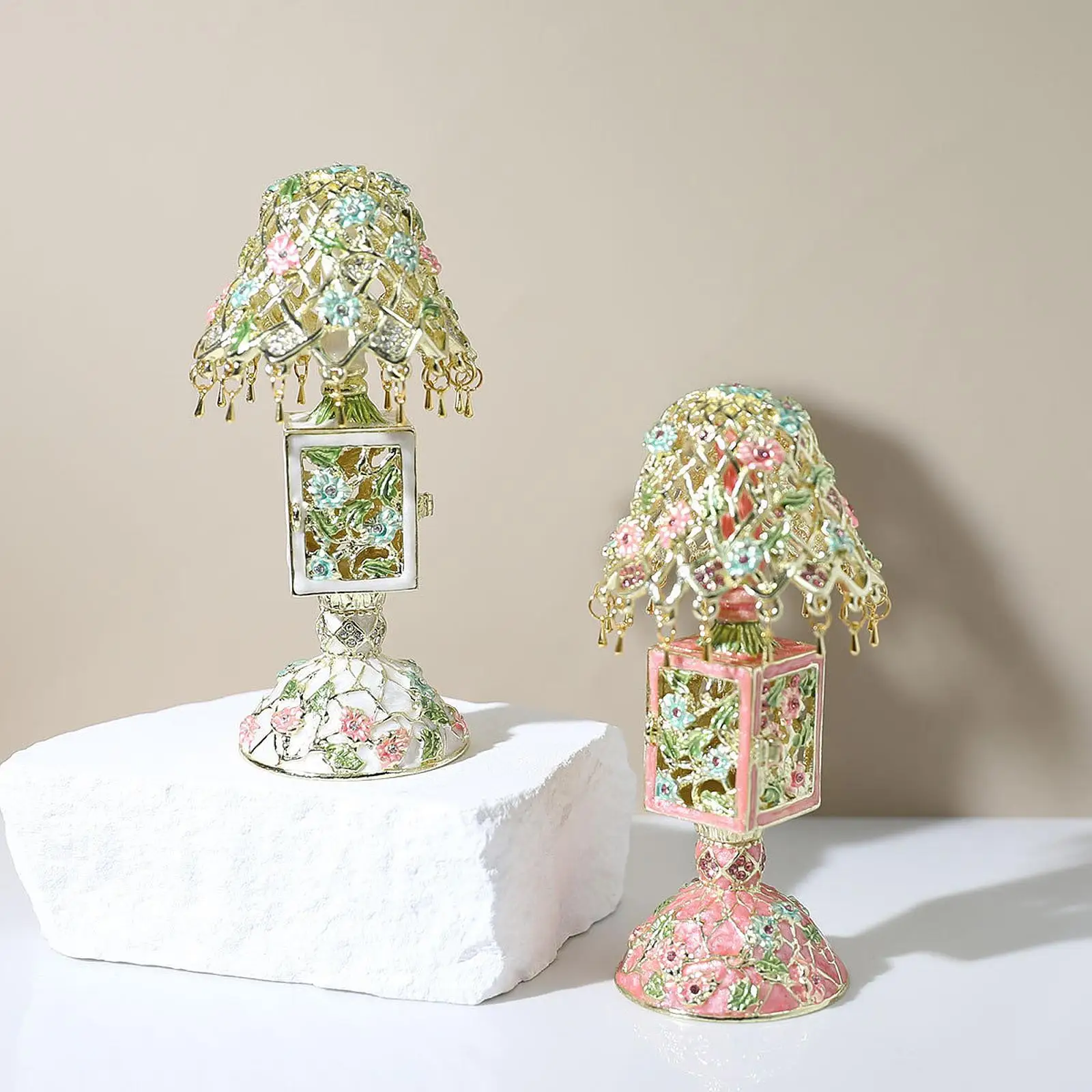 المينا صندوق مجوهرات محور قلادة أقراط تذكار مربع الديكور