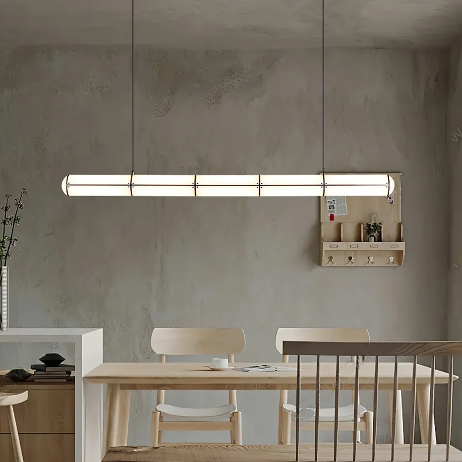 Endless Straight Modern Cylindrical Pendant Light Long Strip Hanging Chandelier for kitchen island dining table study LED Lights