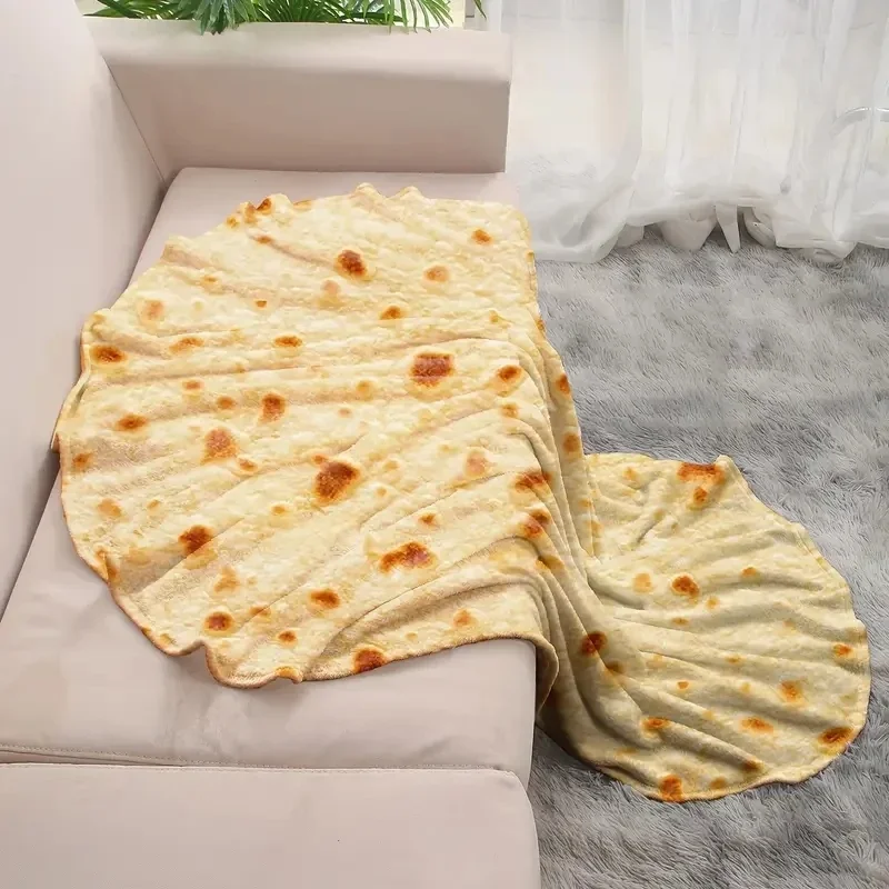 Manta redonda divertida de Tortilla de maíz de varios tamaños, manta suave y cálida para sofá, oficina, cama, Camping, mantas de franela de viaje