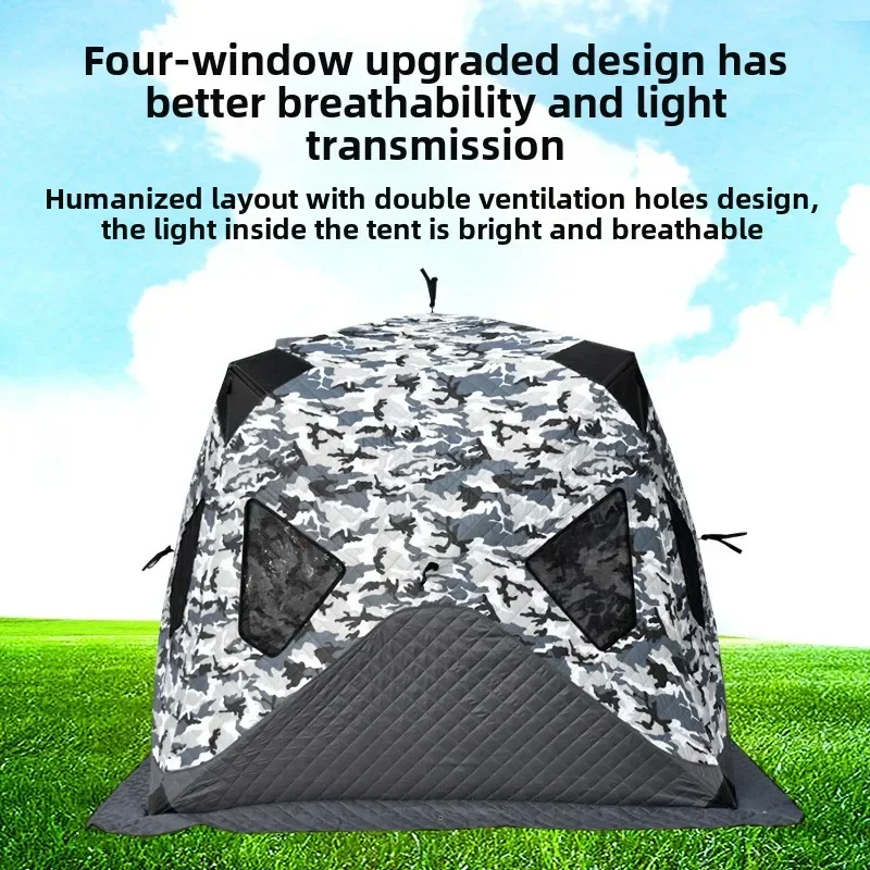 Upgrade 3-4 People Winter Fishing Tent Outdoor Camping, Thickened With Cotton Warm And Cold-proof And Build A Snow Fishing Tent