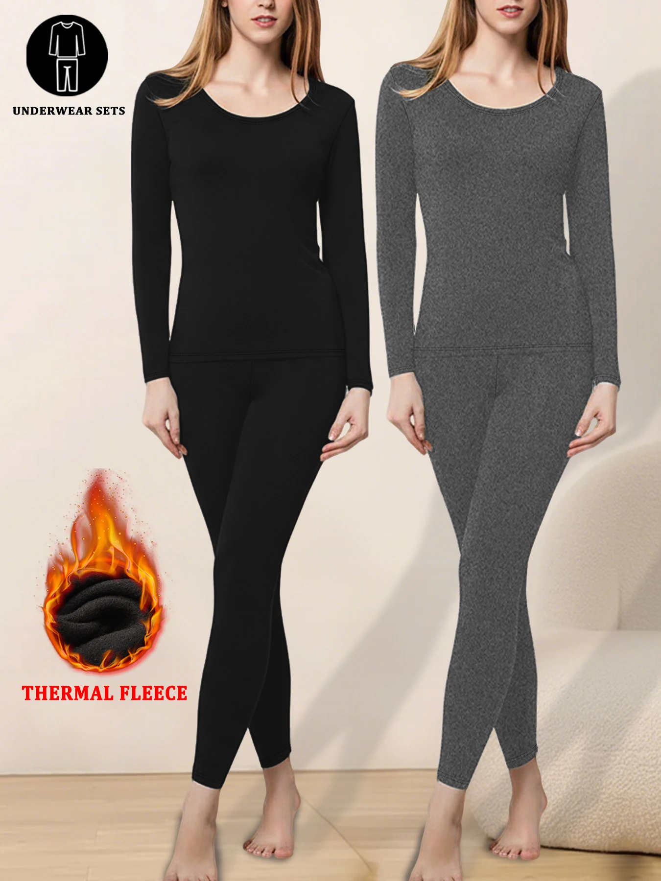 2 حزمة المرأة سوبر لينة الحراري الصوف الملابس الداخلية مجموعات الحرارية مجموعات المتسكعون الشتاء بيجامة مجموعات للطقس البارد