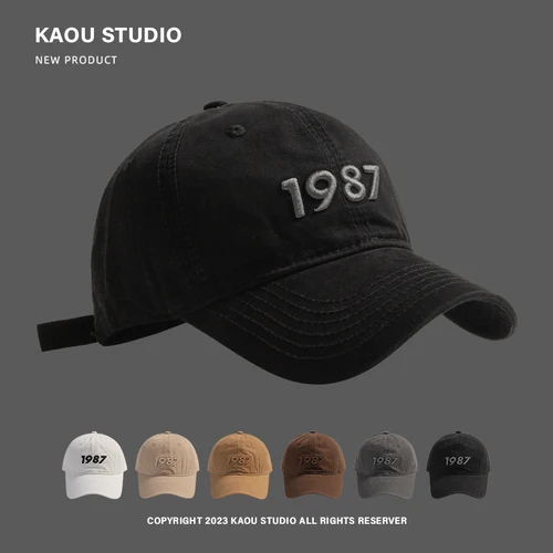 Gorra de béisbol bordada para hombre 1987, gorra con visera curvada superior profunda de calidad, combina con todo para primavera y otoño