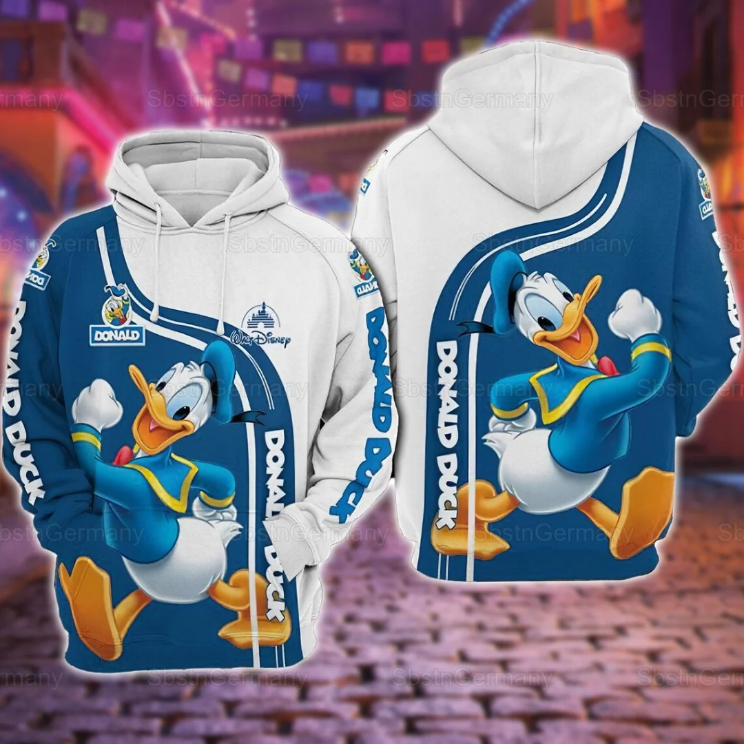 Disney Donald Duck 3D Hoodie Mens Womans Children Fashion Casual Clothing Fun Mickey Mouse Hoodies Donald Duck Anime Sweatshirt