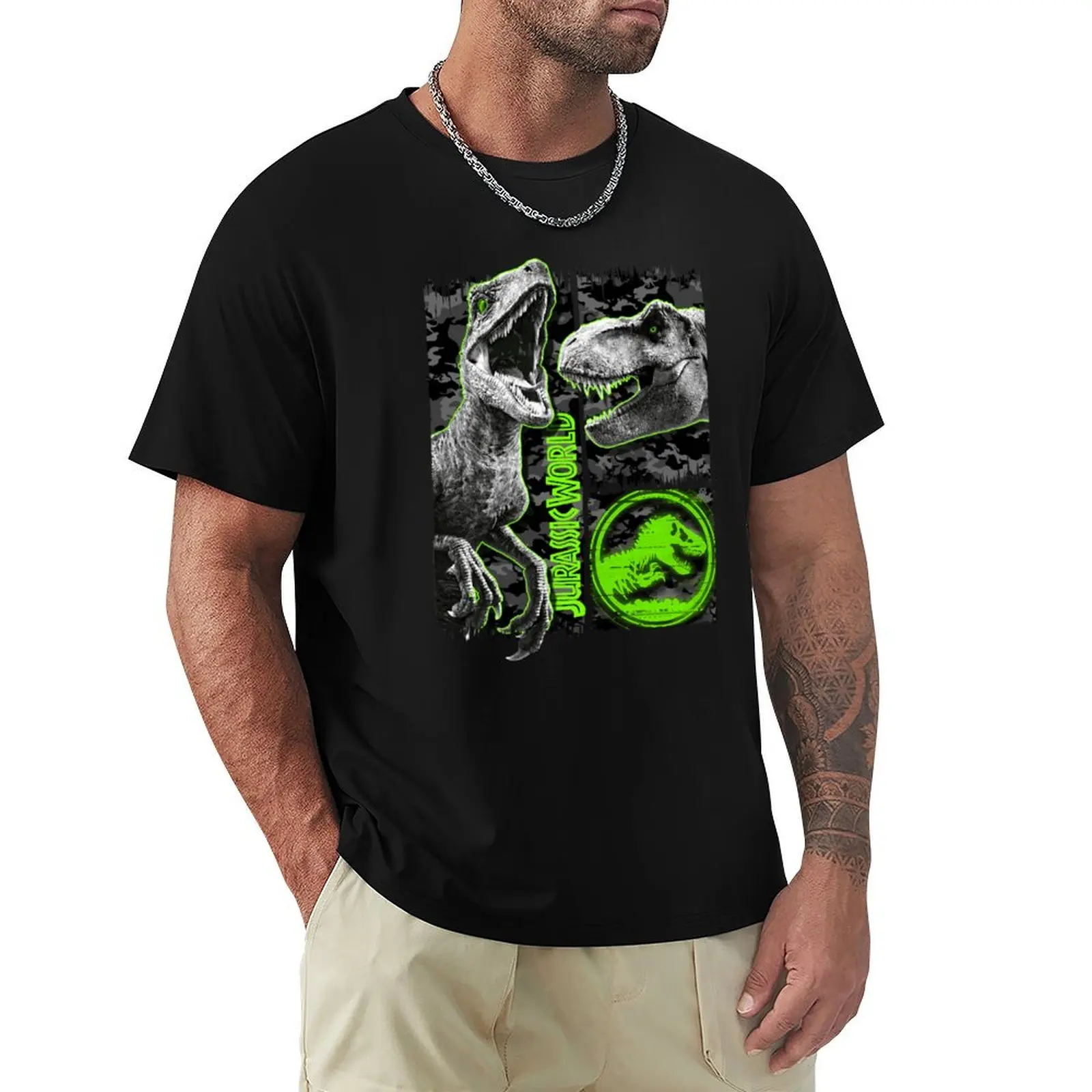 Jurassic World Blue Portrait Panel T-Shirt plus sizes blacks oversized graphic tee plus size clothes mens clothing image 3