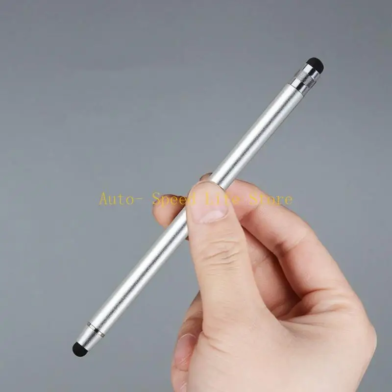 02DA Dual Tips Pens for Touch Screens Anti-Scratch Tips Sensitive Pens Aluminum Alloy Body, Silicone Tips