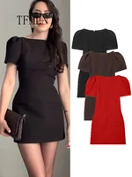 TFMLN-minivestido elegante de manga corta para mujer, vestido ajustado de cintura alta, vestidos lisos de manga corta, vestido ceñido sencillo para ir al trabajo