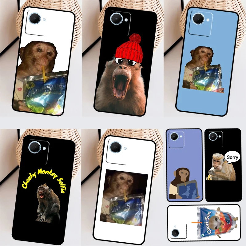 Monkey Sipping  Capri Meme Case For Realme 10 11 Pro Plus GT Neo 5 3 3T 2T C11 C15 C25s C21Y C30 C31 C33 C35 C53 C55