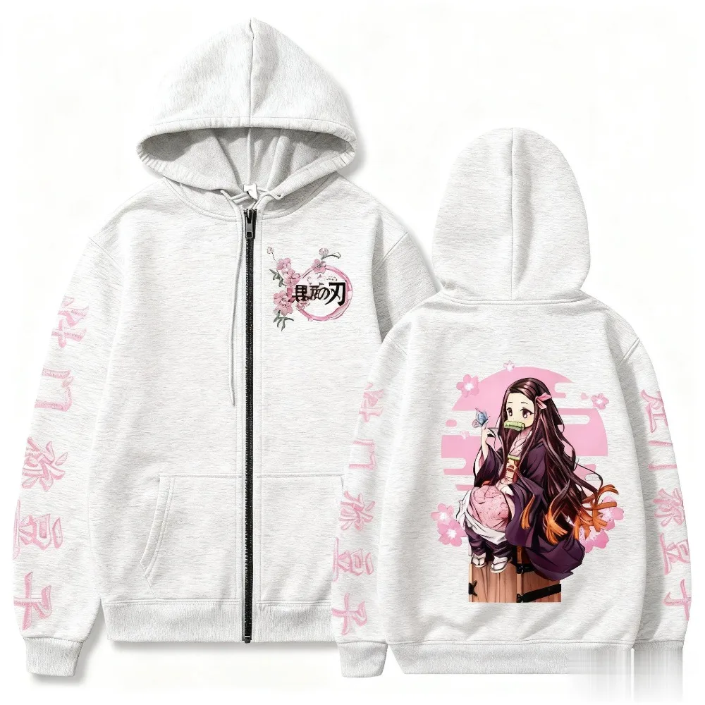 

Kimetsu No Yaiba Zipper Hoodie Jacket Anime Men Women Oversized Casual Autumn Winter Clothes Streetwear Graphic Print Sweatshirt