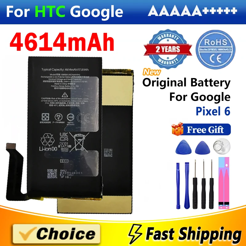 1Pc 4614mAh Original Battery For HTC Google Pixel 6,GMSB3 AAA+ Brand New Replacement Phone Lithium Battery+Tools