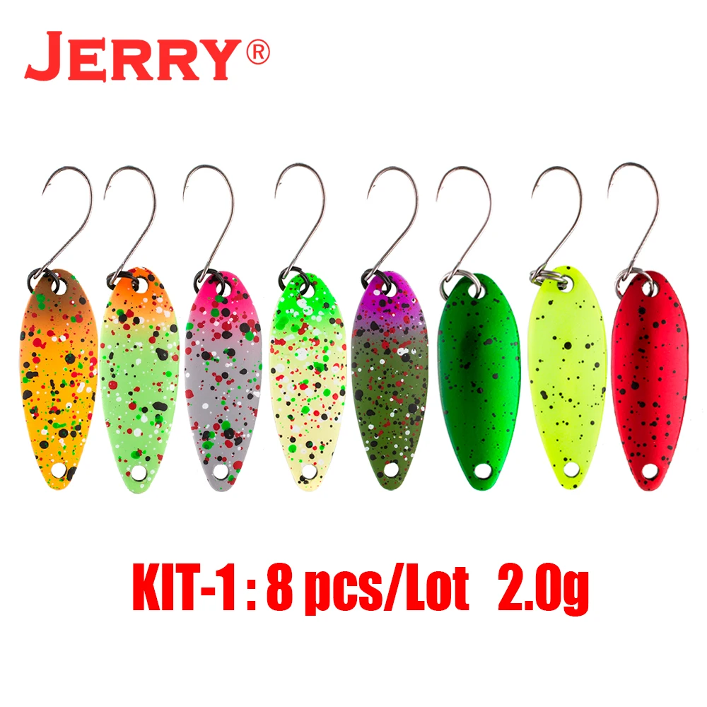 Jerry Scorpio 3g 4.5g Metal Fishing Spoon Kit Lake Trout Pike Lure UV Colors Spinner Bait Glitter Baubles Freshwater