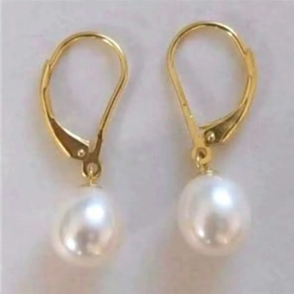 

AAA Natural 10X11MM AKOYA White Pearl WOMEN Earrings 14K GOLD Freeshippings Items