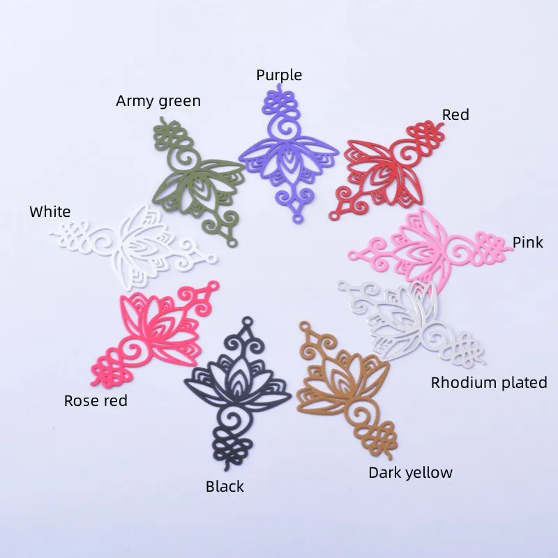30 Stück AB7975 Messing-Blumenanhänger, bunte Charms für DIY-Schmuckherstellung von Ohrringen – Detail 2
