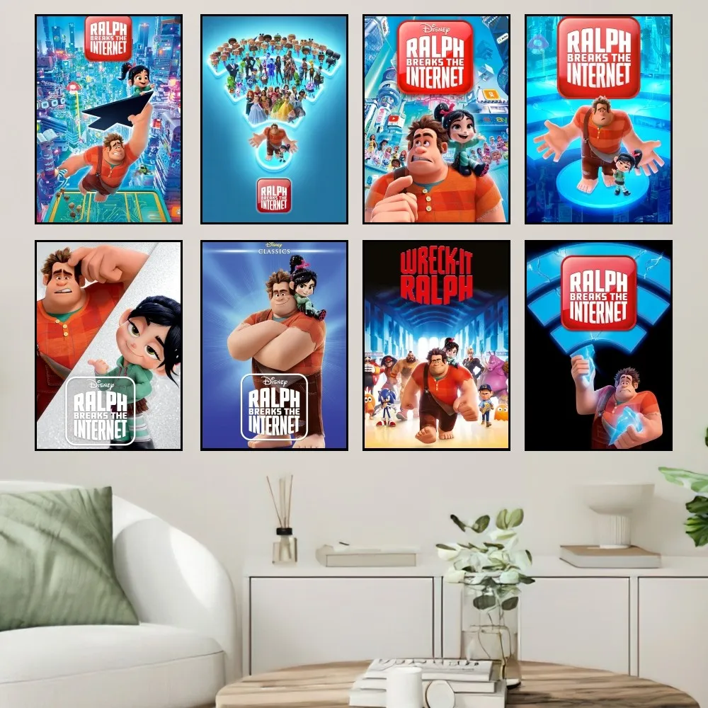 

MINISO Ralph Breaks the Internet Disney Cartoon Poster Small Prints Wall Painting Bedroom Living Room Wall Sticker Office