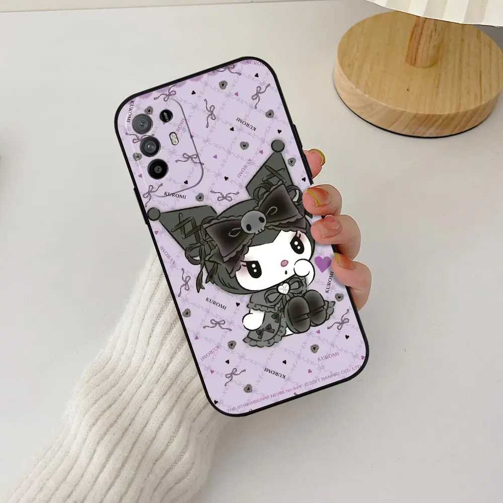 Cute Cartoon Kuromi My Melody Case For OPPO A98 A94 A93 A92 A92S A83 A78 A76 A74 A73 A71 A58 A57 A55 A54 A53 5G Black Soft Cover