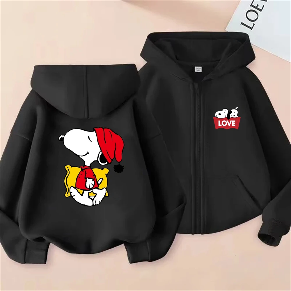 

Snoopy coat Zip Up Hoodie cartoon Children Clothes Girl pink Boy Zipper style Baby Casual 3-12 Year Kids Sweatshirts Tops