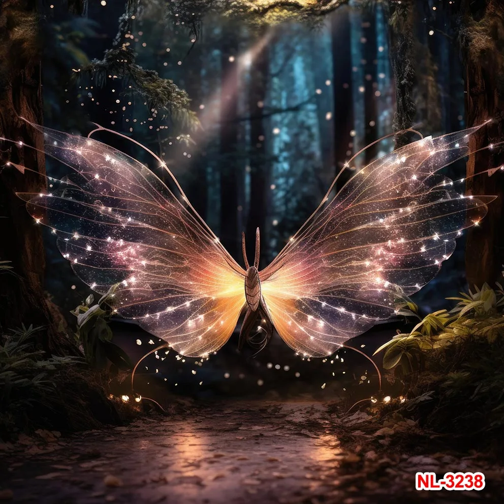 Newborn Butterfly Wings Art Portraits Decor Backdrops Forest Glitter Baby Shower Cake Smash Photography Studio Photo Backgrounds