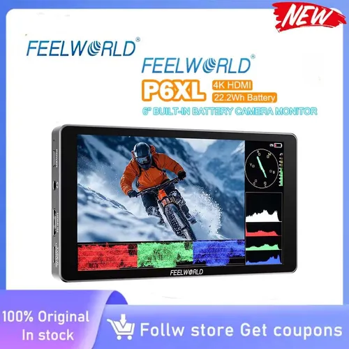 Imagen 1 del producto FEELWORLD P6XL Monitor de campo de cámara de 6 pulgadas Caja de aluminio Batería incorporada 4K HDMI Alto brillo 1200nit