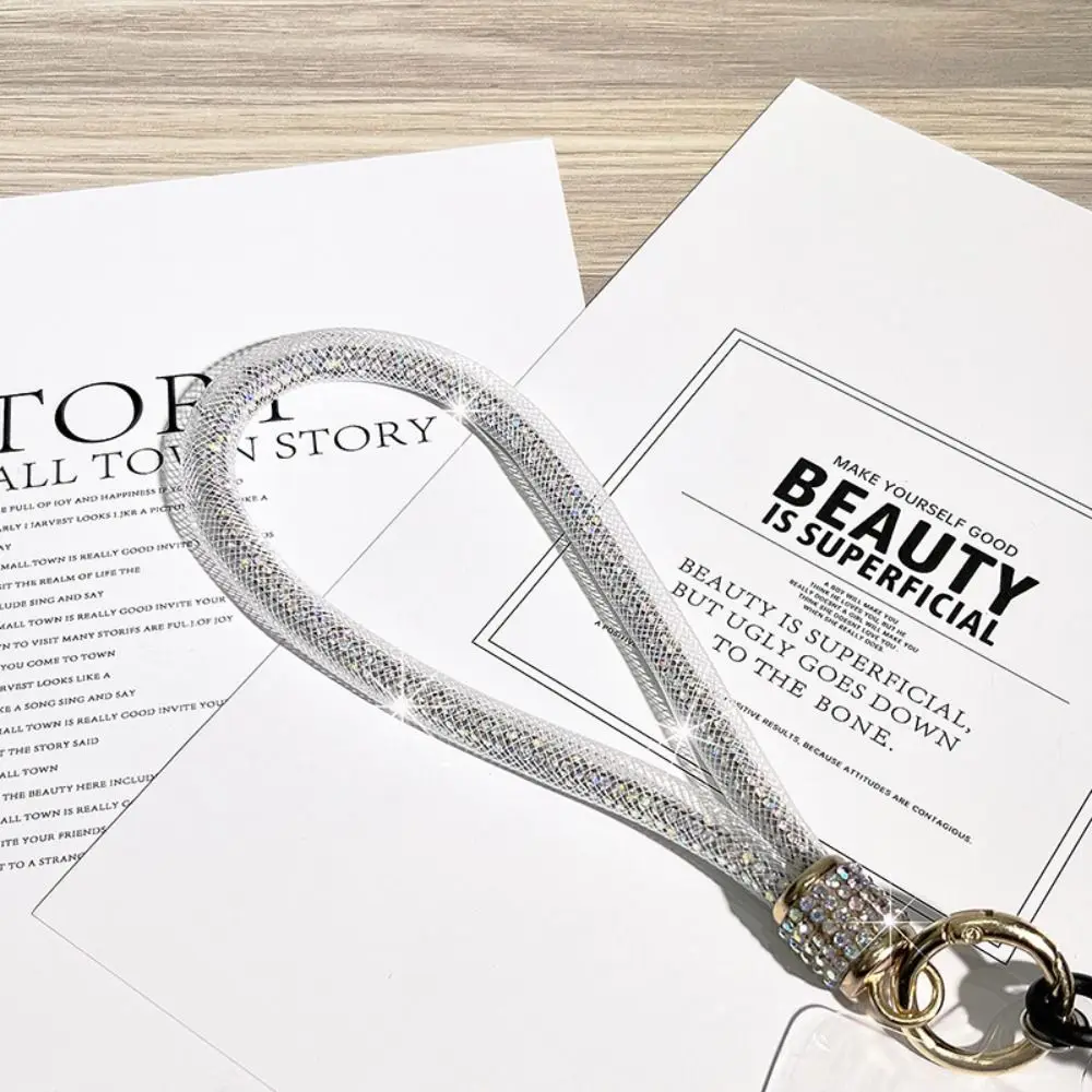 

Hanging Cord Glitter Rhinestone Phone Lanyard Short Wrist Style Luxury Mobile Phone Rope Anti Loss Handheld Mobile Phone Chain