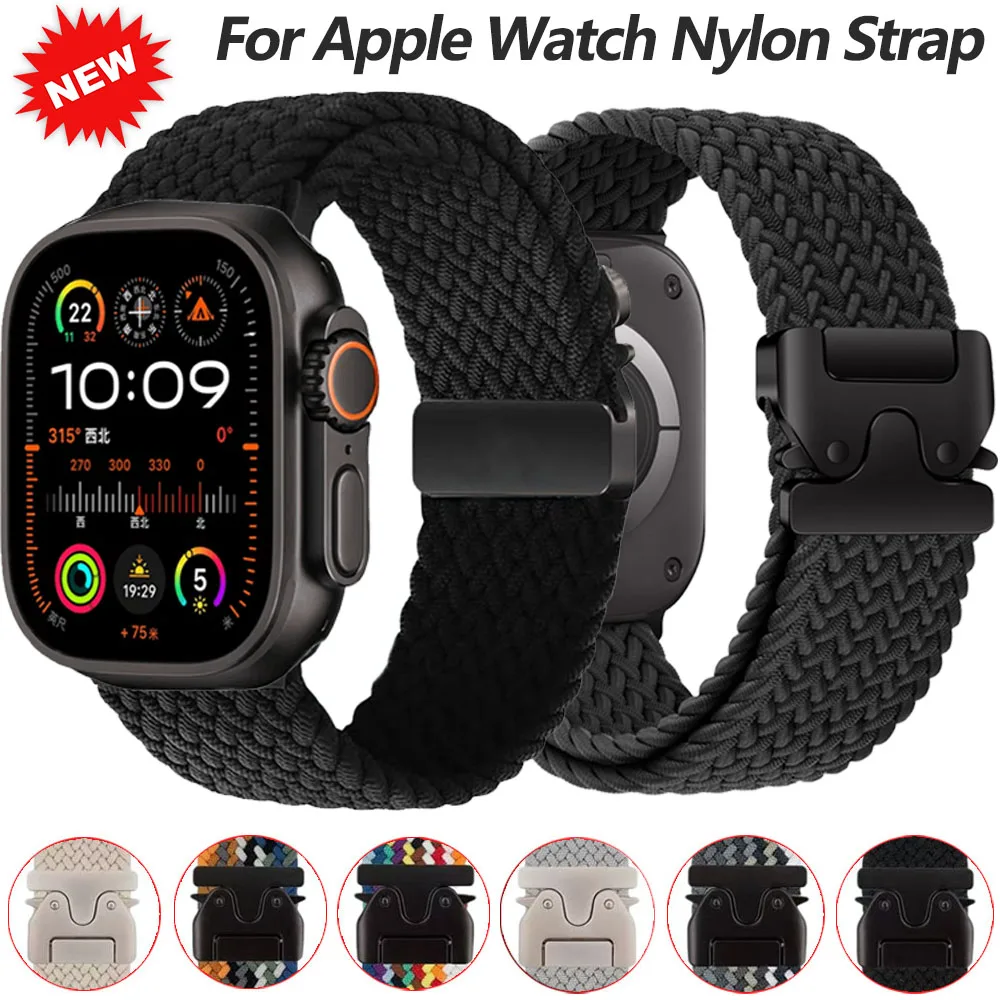 

Nylon Strap for Apple Watch Band 46mm 45mm 44mm 49mm 42mm 41mm Parachute Bracelet iWatch Series Ultra 3 2/11 10 9 8 7 6 SE3 Belt