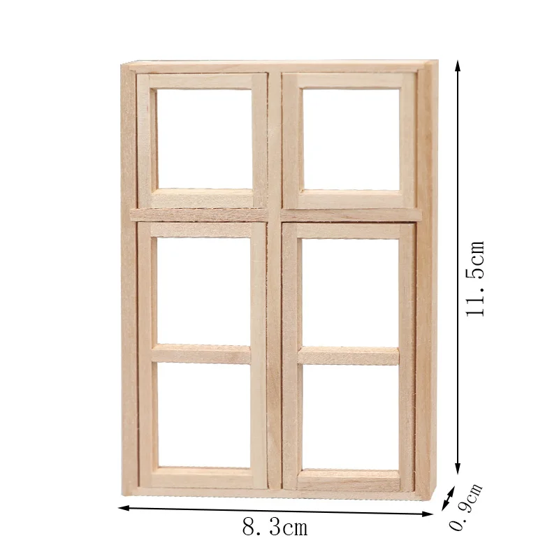 

1:12 Scale Dollhouse Miniature Furniture - Wooden Doors & Windows Miniature Scene Decor Props for Dollhouse