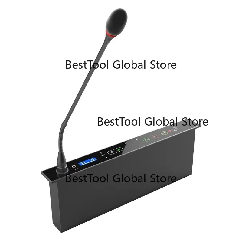 Audio conferencing with voting room discussion system Embedded microphone