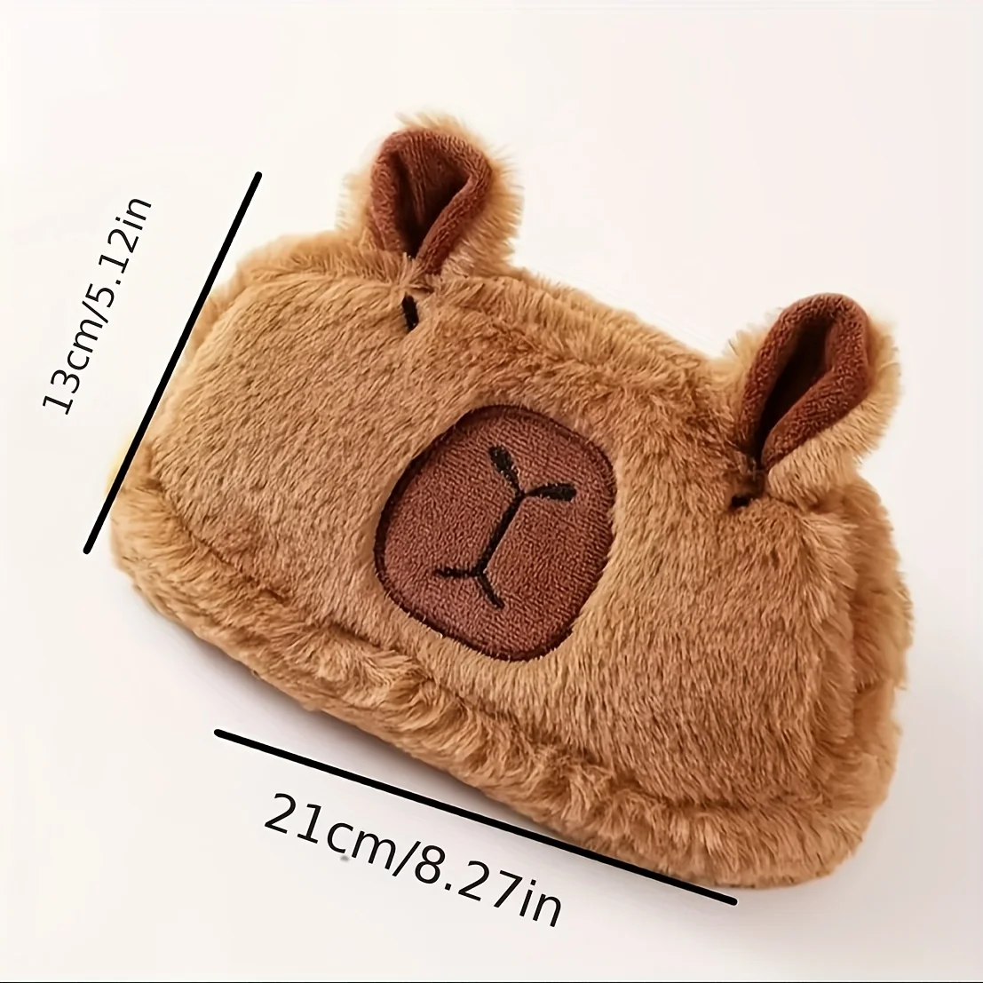 A capybara pencil case, plush pencil case, large-capacity stationery box, makeup brush storage bag, office sundry storage, penci