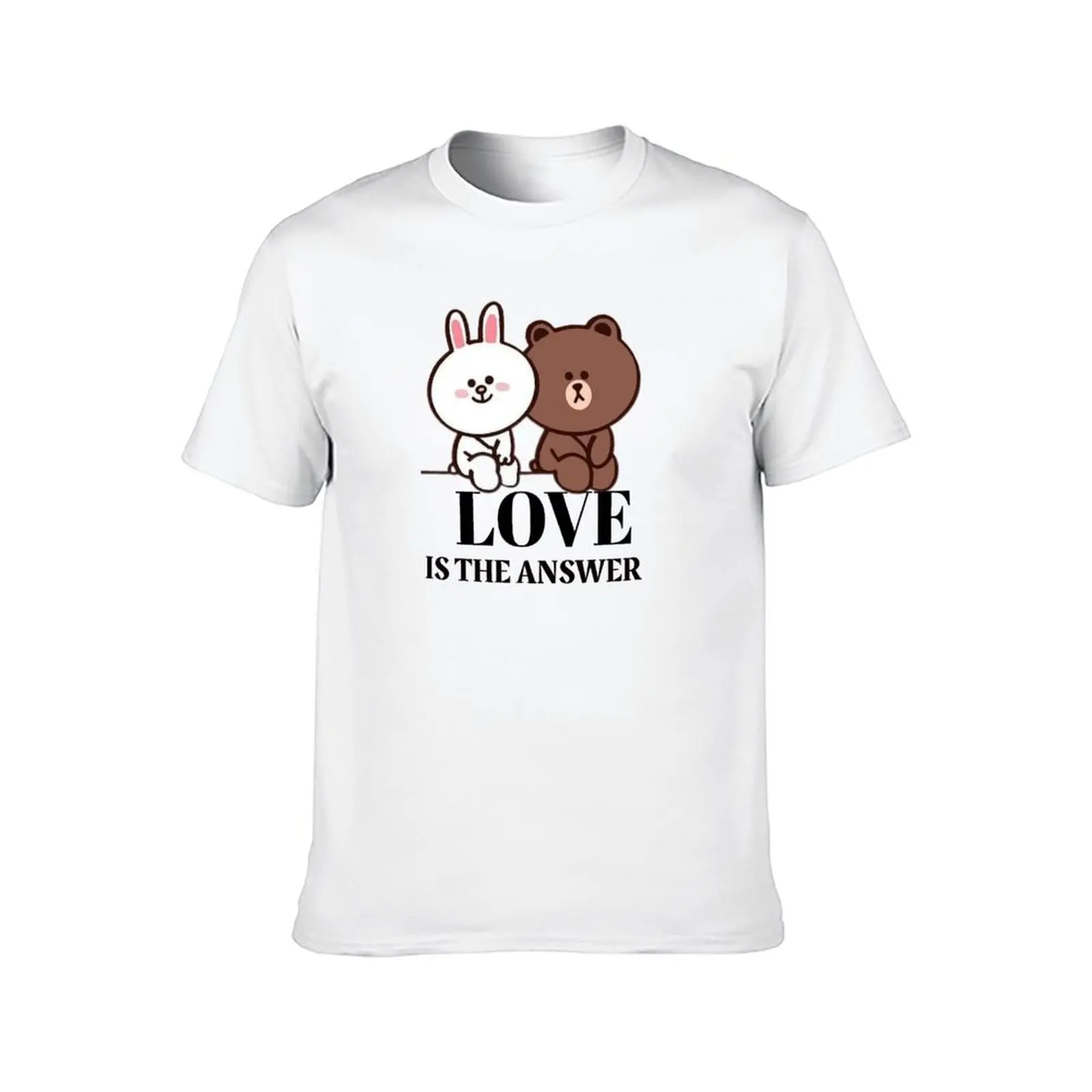 Love is the answer, cony and brown bear kids T-Shirt luxury t-shirt funny gifts men t shirts high quality