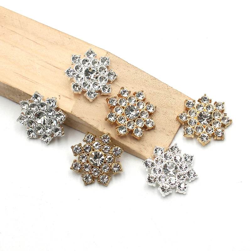 10Pcs 23MM Christmas diamond alloy flower plate buckle Diy Christmas tree wedding dress headwear gift box decoration accessories