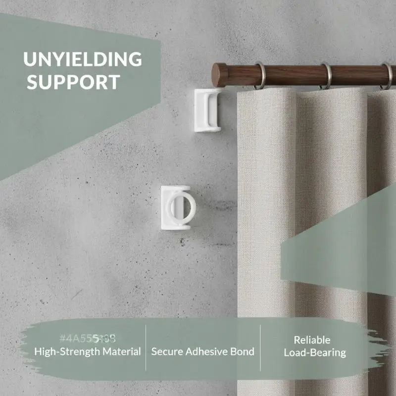 Self Adhesive Curtain Rod Bracket 2 Pack 360° Rotation Waterproof Strong Adhesive for Shower Room Curtain Rod