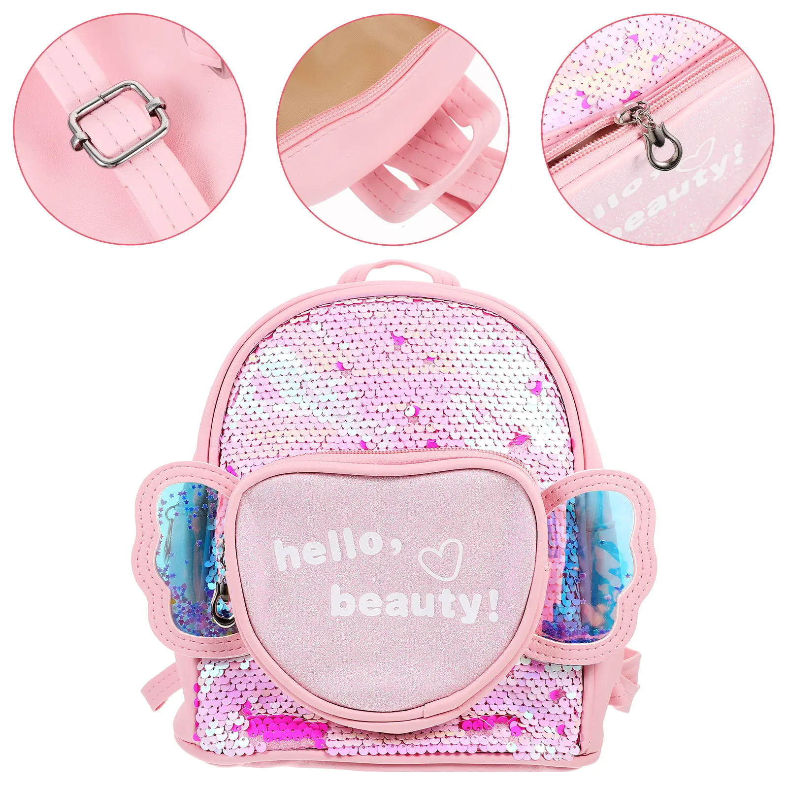 

Girls Sequin Backpack Premium PU Soft Washable Roomy School Bag for Daily Essentials Travel Outdoor Activity Birthday Gift