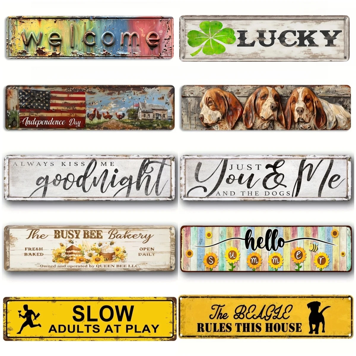 Vintage Funny Welcome Lucky Retro Signs Metal Aluminium Signs For Pub Cafe Bar Club Man Cave Home Room Kitchen Wall Art Decor