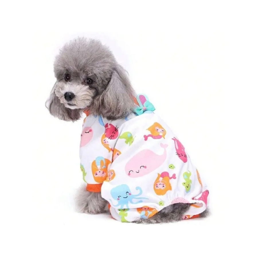 【New style】Dog Costumes For Indoor Outdoor Mermaid Pattern Comfortable Puppy Pajamas Soft Dog Jumpsuit Shirt Best Gift 100% Cot