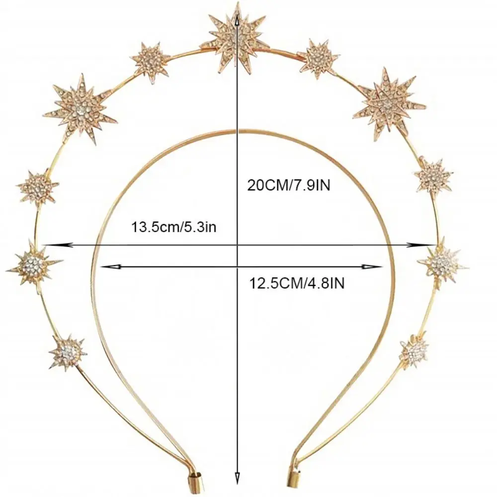 Fashion Baroque Style Rhinestone Star Hair Band Double Star Zirconia Hair Band Wedding Headdress Korean Simple Headwear