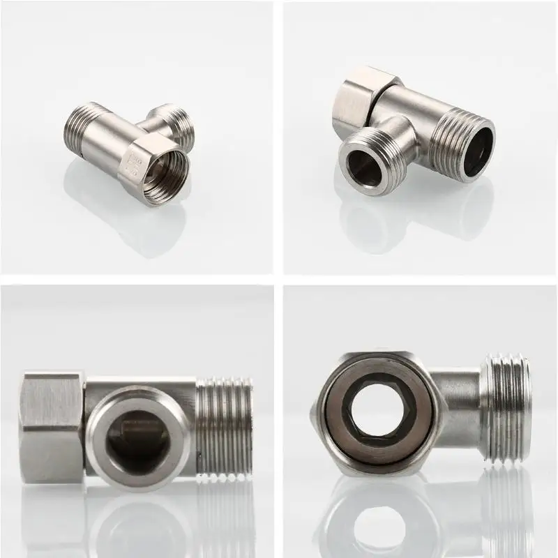 New Sale 1Pcs Diverter Bath Toilet Sprayer Shower Head Water Pipes 3 Way T Valve Adapter Connector Copper Brass 3/8 1/2 9/16