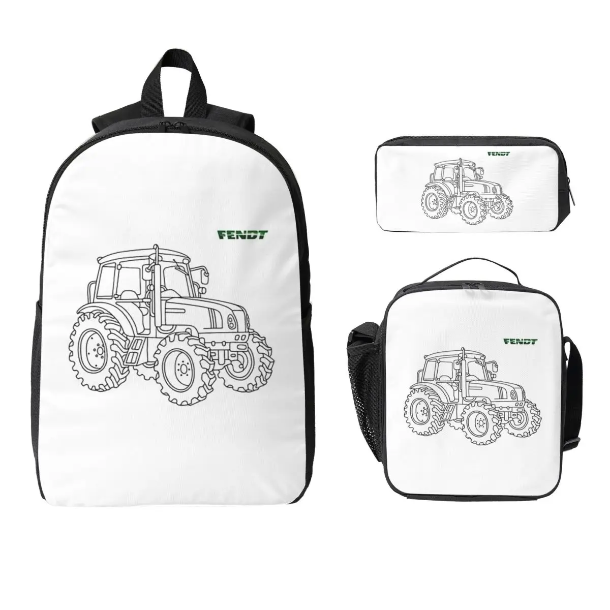 

Fendt Tractor Backpack Student Boys Girls BookBag School Bag Computer Shoulder Bags 3ps Insulated Lunch Bag Pencil Case