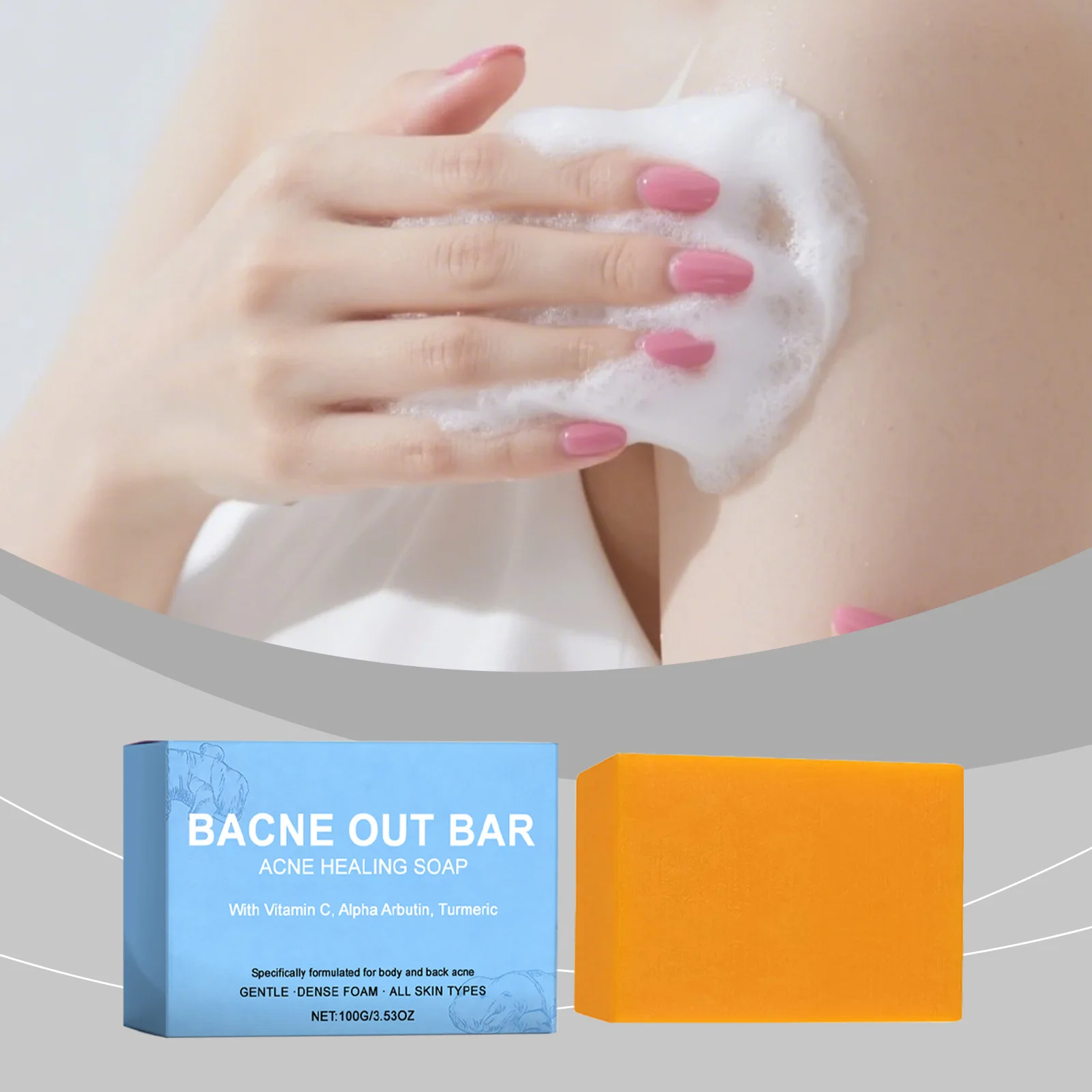 Turmeric Bar Soap Remove Back Body Acne Treatment Hyperpigmentation Exfoliating Brightening Skin Bar Cleansing Acne Healing Soap