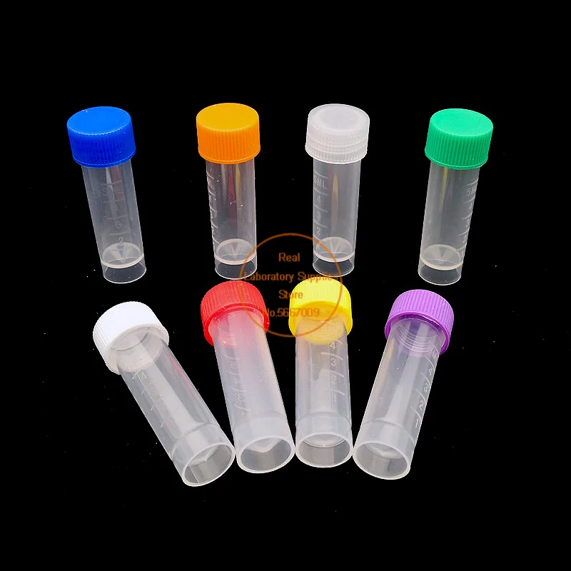50 adet 100 adet 200 adet 300 adet 500 adet 5ml Cryovial plastik Test tüpleri Cryo flakon donma tüp conta ile