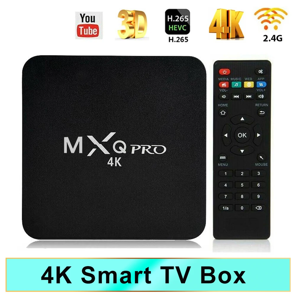 글로벌 버전 2024 Android10 스마트 TV 박스 홈 시어터 TV 셋톱 박스 MXQ-PRO 4K HDR10 2.4GWIFI Netflix 스트리밍 미디어 플레이어 
