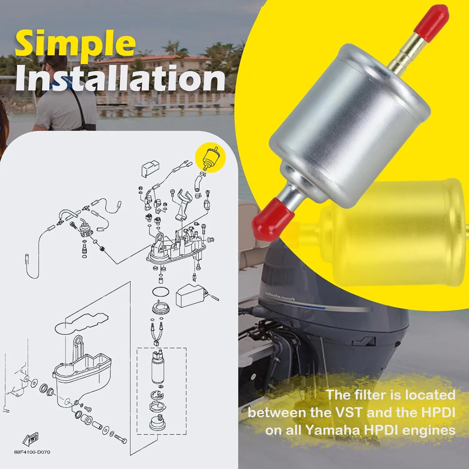 BB impeccable Fuel filter For Yamaha 150-300 HP HPDI LZ150 VZ150 Z150 VZ175 Z175 Replace 60V-24251-00 60V-24251-01 68F-24251-00