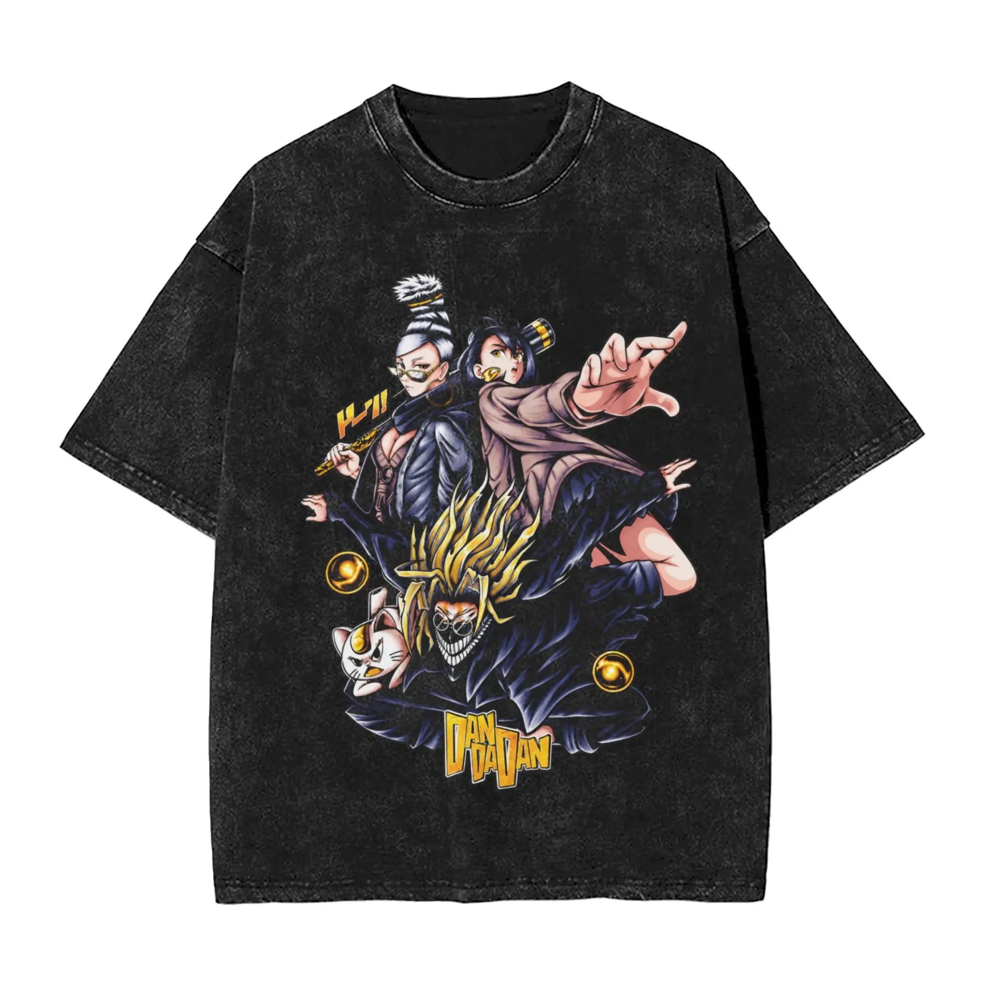Men Women's T Shirt Momo Ayase Okarun Ken Takakura Manga Washed T-Shirts Trending Dandadan Anime Tee Shirt Clothing Gift Idea