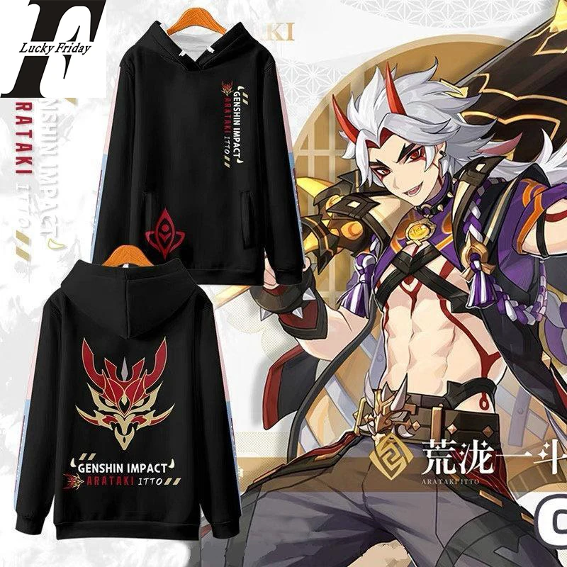 

Genshin Impact Arataki Itto Anime Game 3d Hoodies Sweatshirts Cosplay Men Women Hooded Tops Sport Long Sleeve Hoody Pullover 4XL