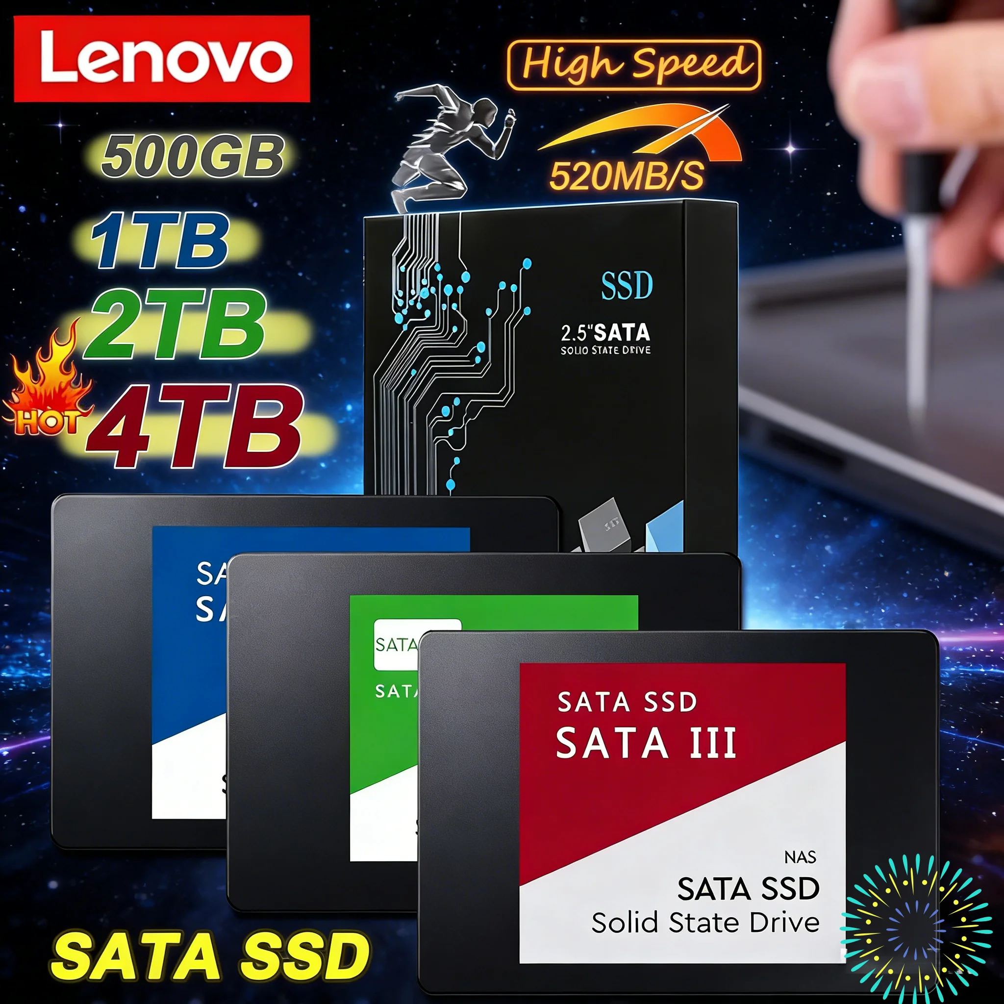 

Lenovo 4TB External SSD SATA3 Interface High-Speed Portable Solid State Drive for Laptop Internal Hard Disk
