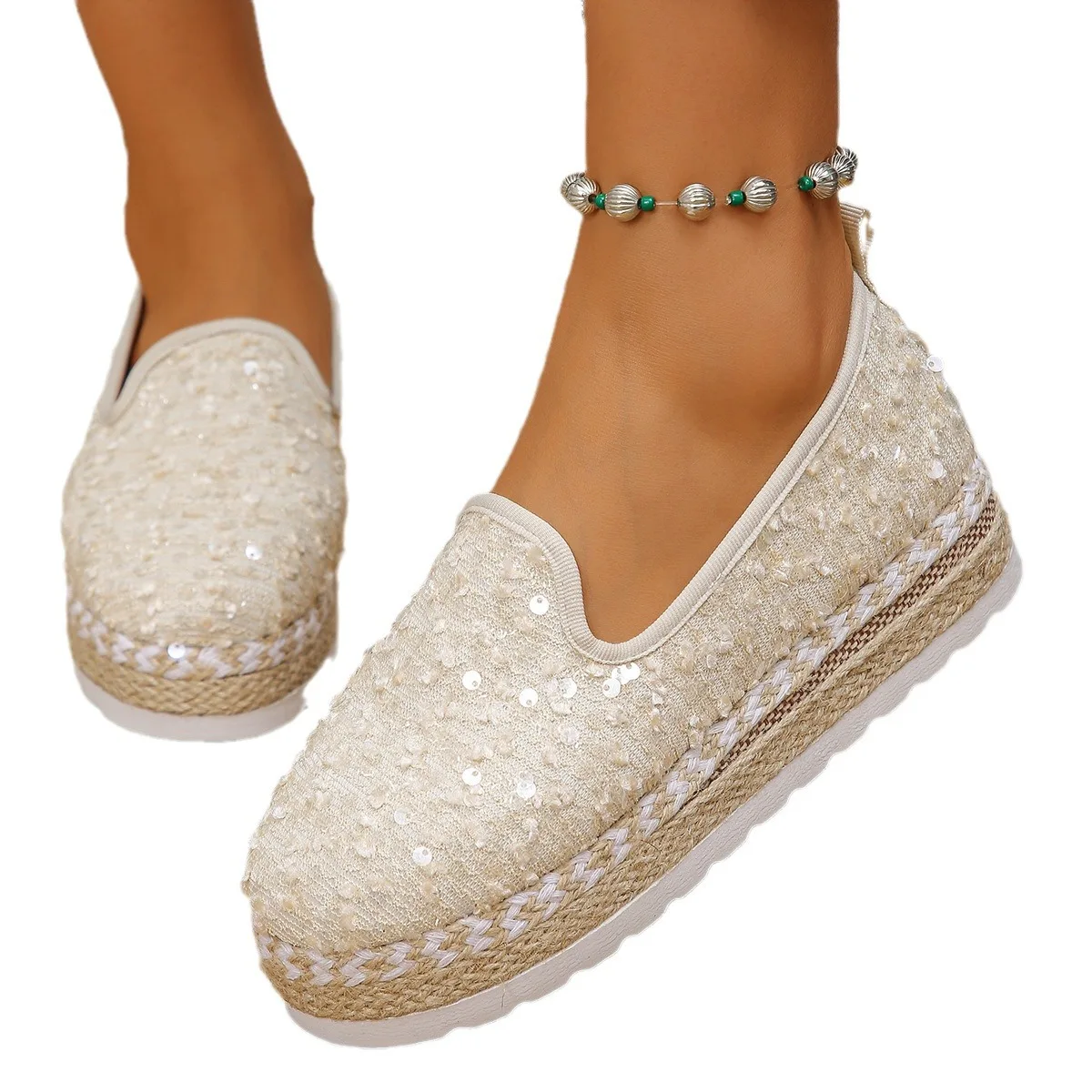 Platform Loafers Dress Flat Shoes Woman Sneaker Round Toe Low Heels Elegant Stylish Summer Comfortable 2024 Trend