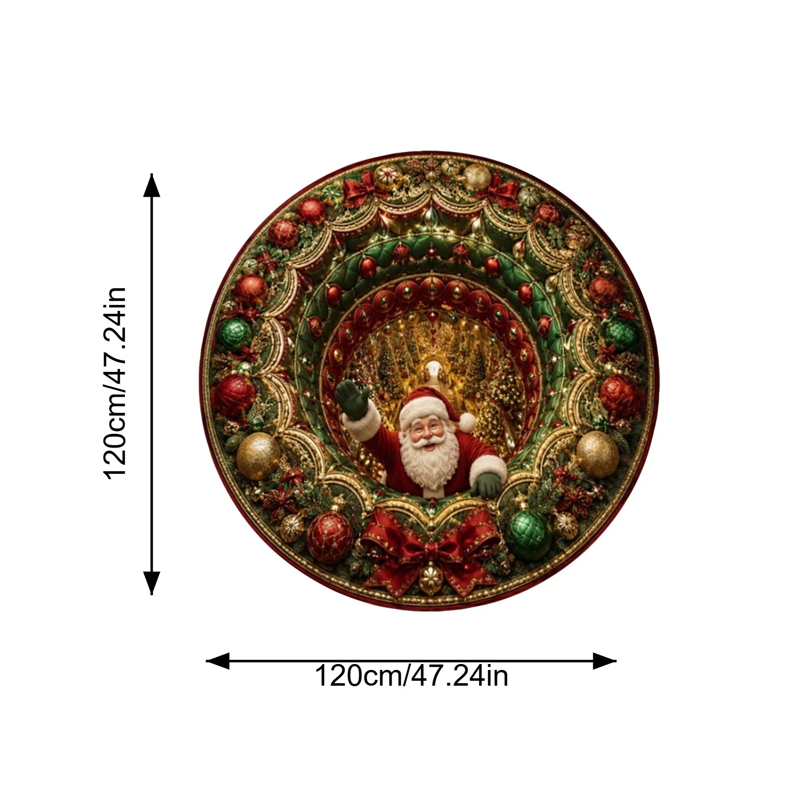 3D Visual Round Christmas Doormat Holiday Floor Rug Xmas Entrance Mat Christmas Indoor Home Porch Festive Decor