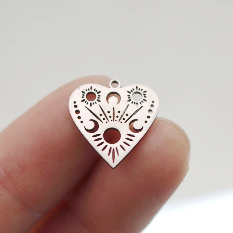 

3pcs Sun and Moon Heart Pendant Stainless Steel Charms for Jewelry Making Vintage Tassels Earrings Amulets Crescent diy Supplies
