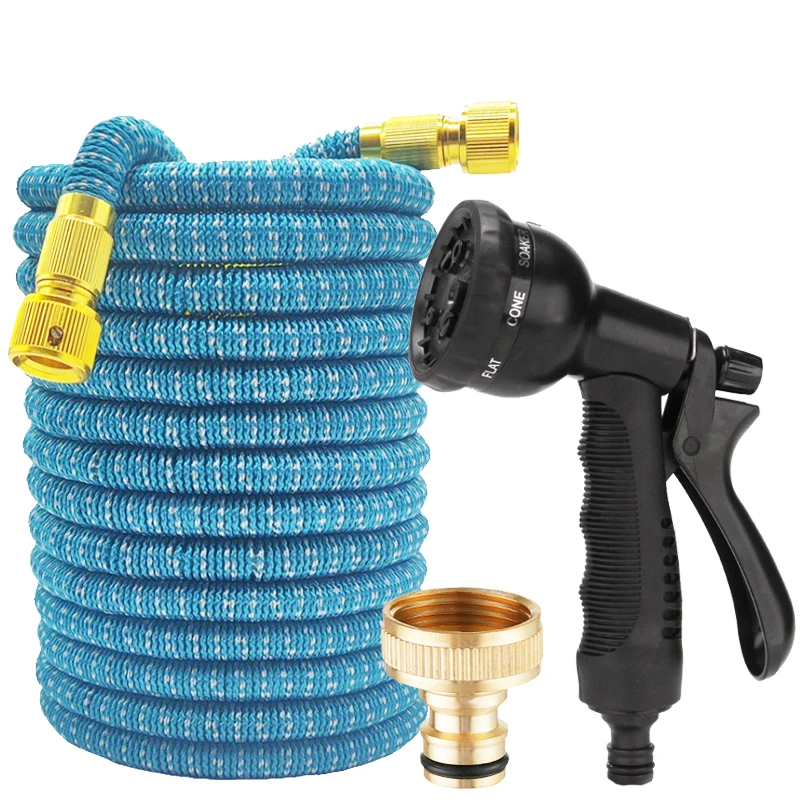

Расширяемый садовый шланг 25–125 футов с 8-функциональным соплом, разъемом из чистой меди, садовый поливочный шланг, принадлежности для мойки автомобилей
