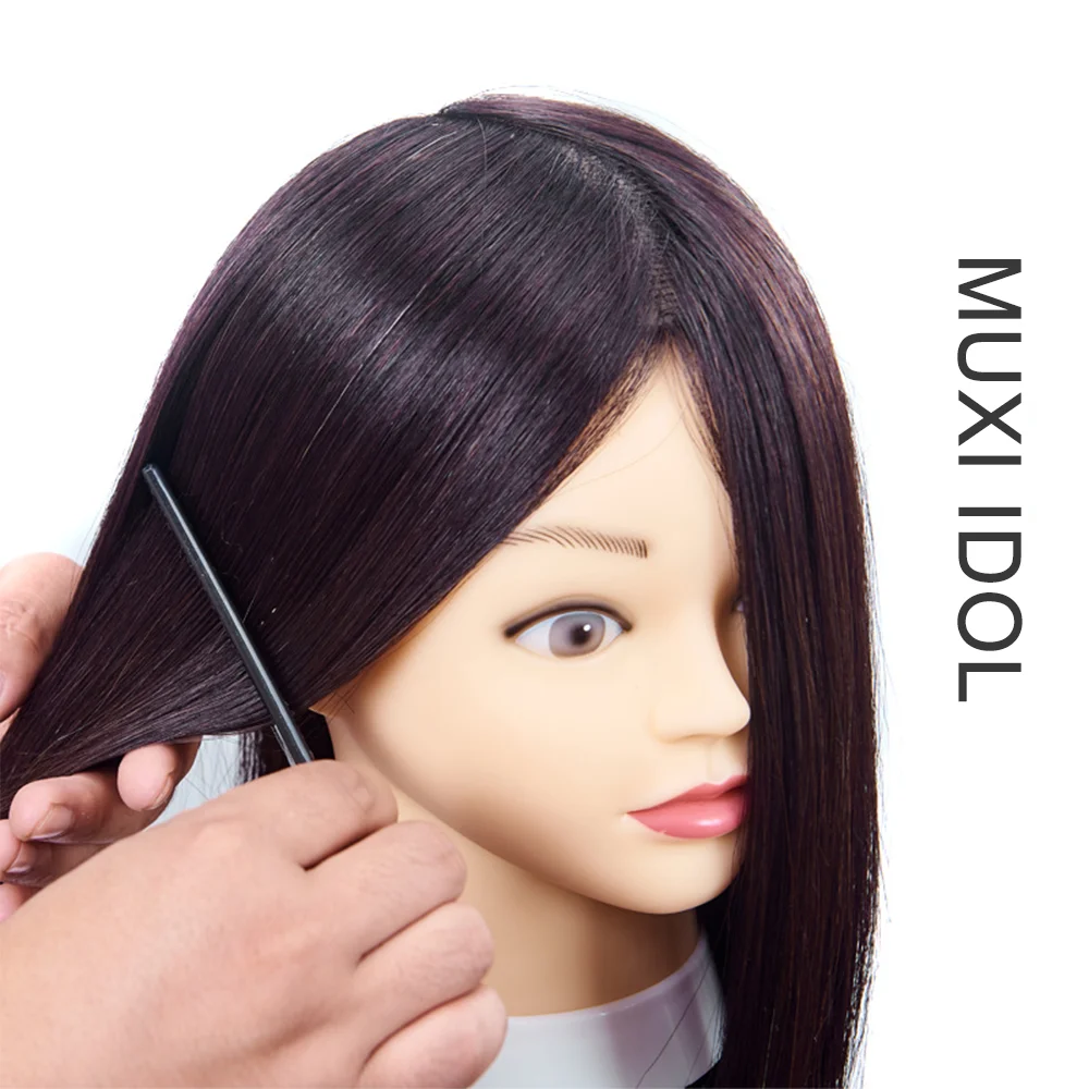 18 Inch Brown 100% Real Human Hair Training Hair Barber Mannequin Head Doll Hair Styling Mannequin Head