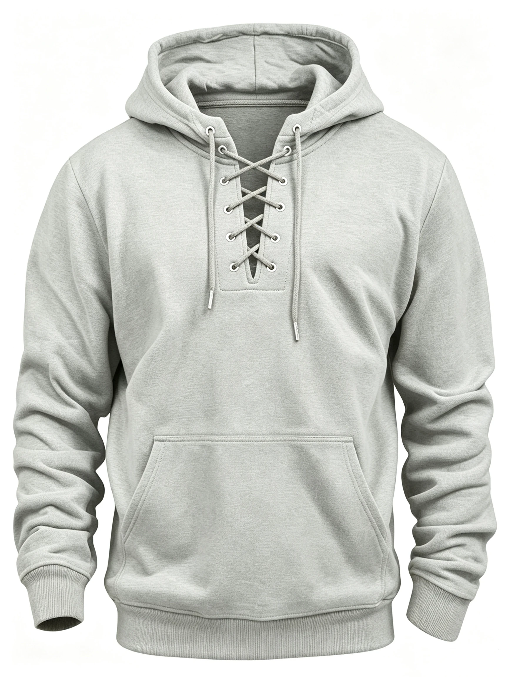 Men's Retro-Style Long-Sleeved Hoodie Lace-Up Loose-Fitting Pullover Pure Color Design for Autumn Winter Casual Sweatshirt