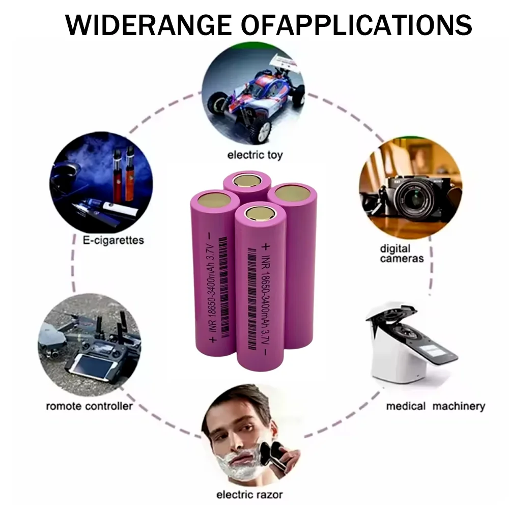 Actual capacit 100% Original 18650 3.7V 3400mAh Rechargeable Battery For Our 18650 Toys, Tools, 9 LED mini flashlight etc